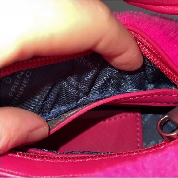 French Connection neon pink plush faux fur purse with strap and tags in tact NWT - Picture 6 of 11